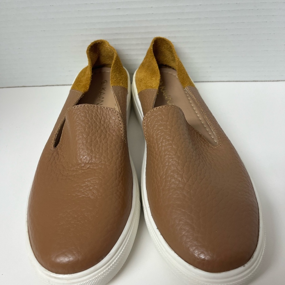 KAANAS Abaco Brown Leather Loafer Sneakers Preppy Granola Earth Nautical sz 6
